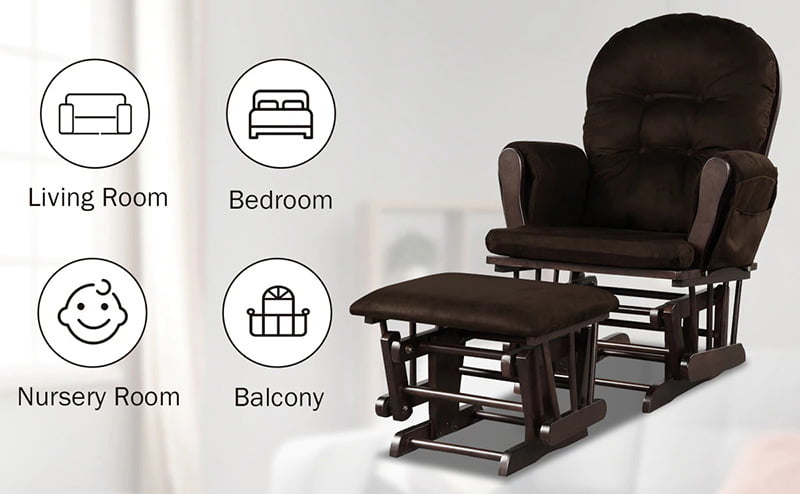 ROKRS Wooden Glider and Ottoman 01