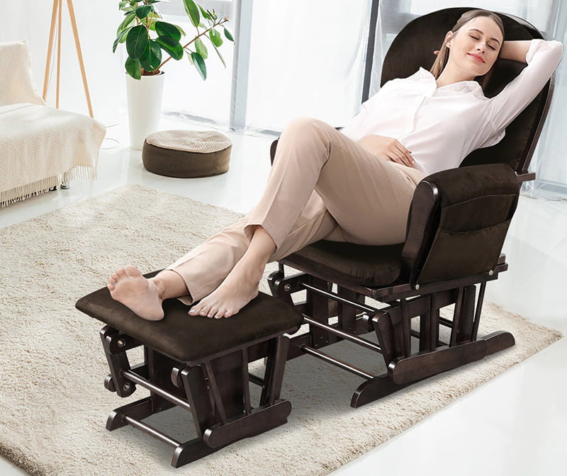 ROKRS Wooden Glider and Ottoman 04