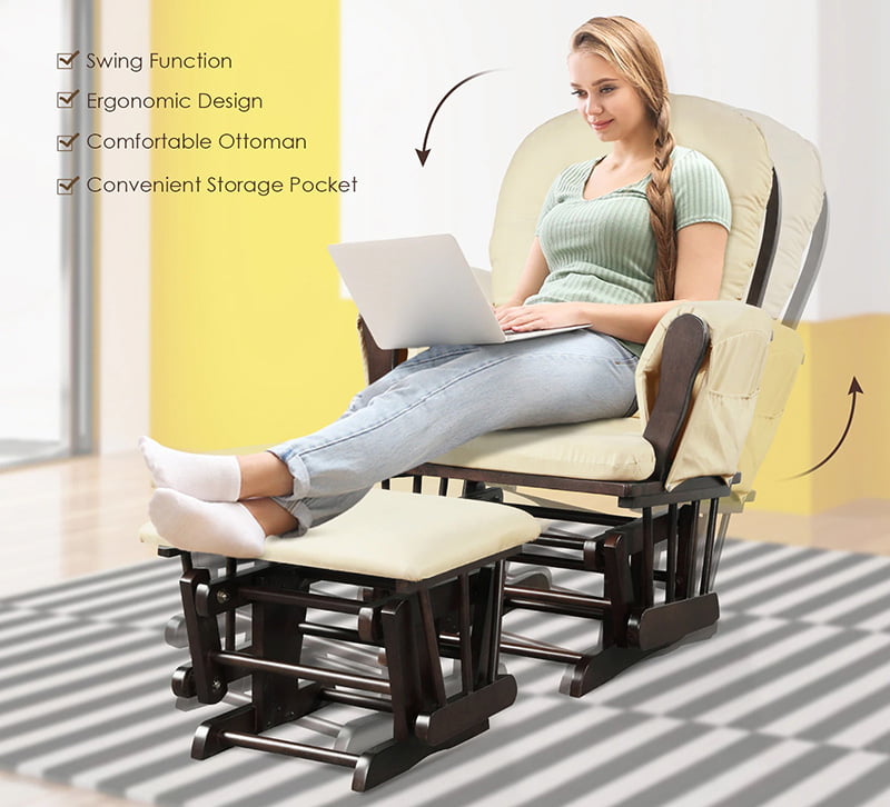 ROKRS Wooden Glider and Ottoman 05